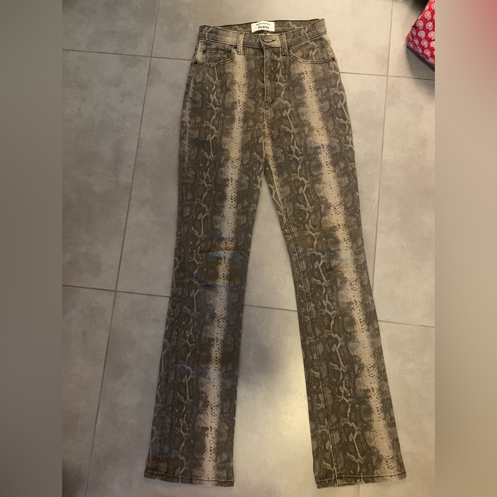 Reformation Brown Snake Print Boot Cut Jeans